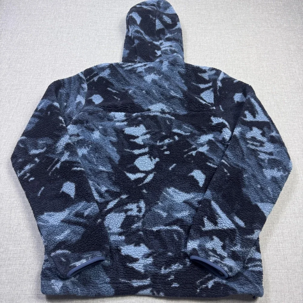 The North Face Hoodie Mens Small Blue Camouflage Pullover 1/4 Zip Hooded Pockets